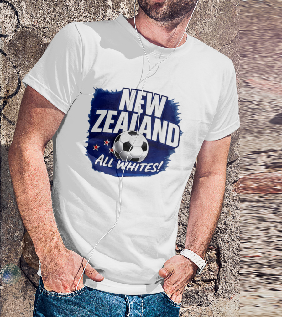 New Zealand All Whites Soccer Team Stars And Ball T-Shirt