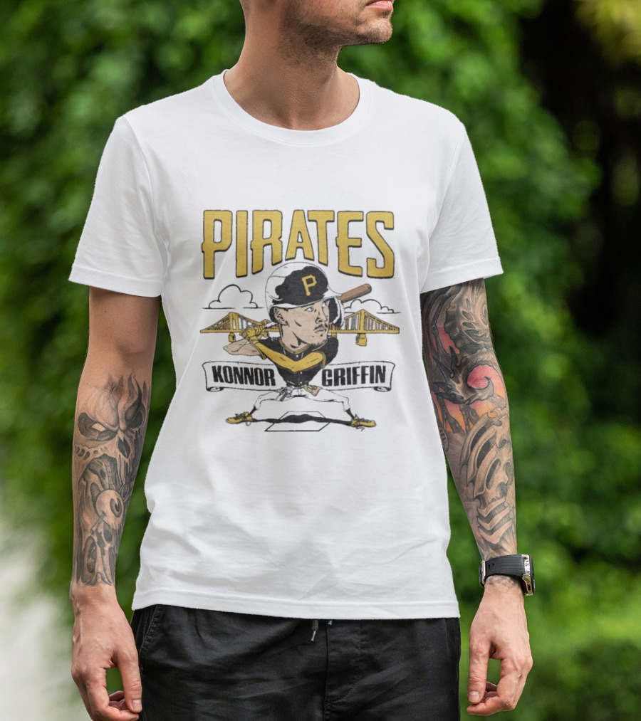 Pittsburgh Pirates Konnor Griffin Baseball Cartoon Bridge T-Shirt