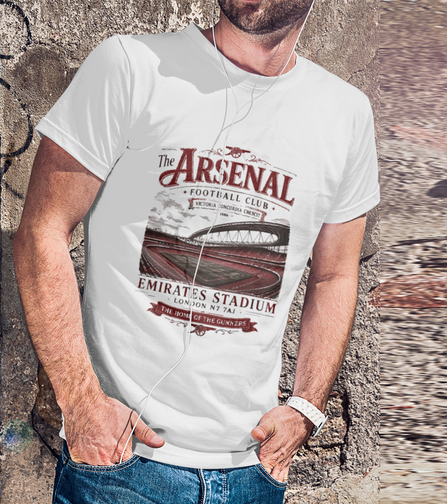 Arsenal Football Club Emirates Stadium London N7 7AJ Victoria Concordia Crescit Established 1886 Home Of The Gunners T-Shirt