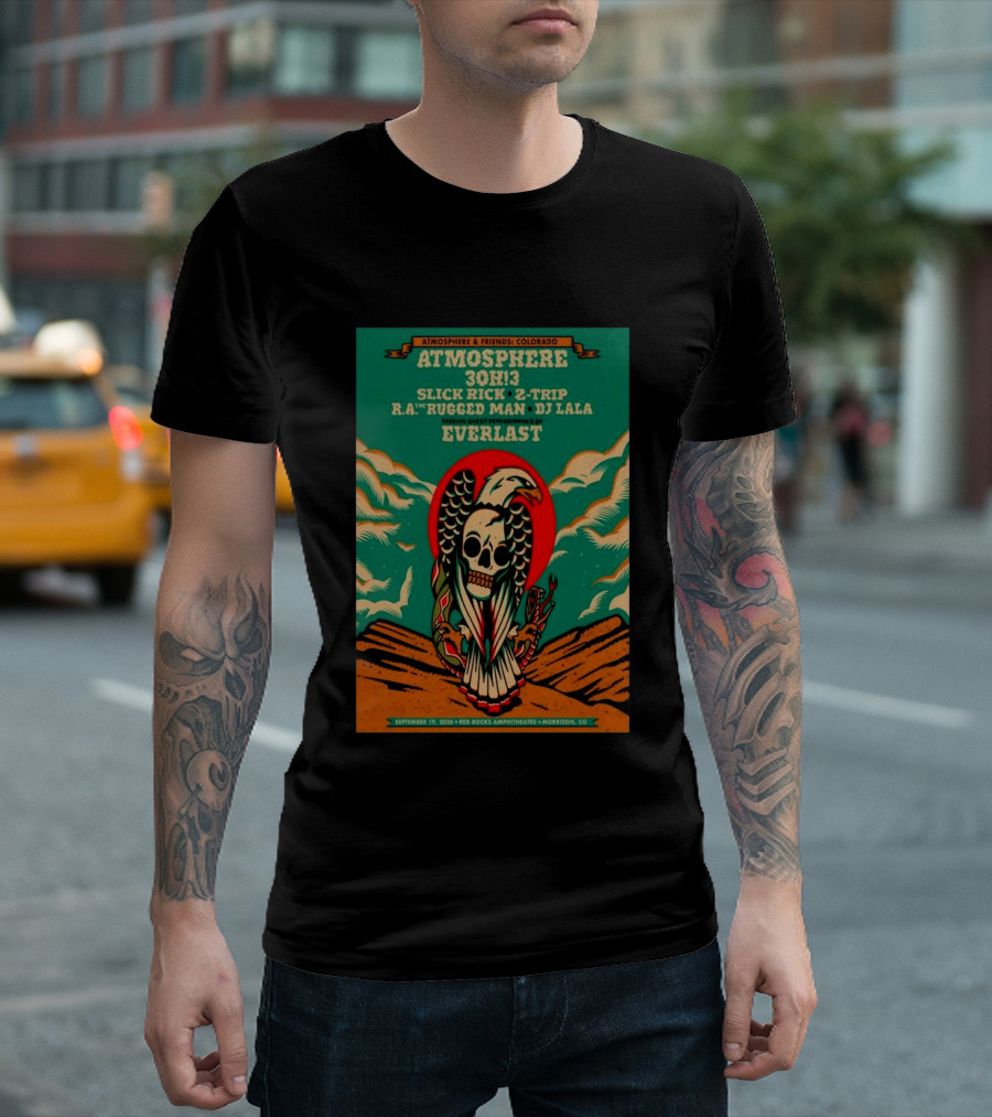 Atmosphere Friends Colorado 2026 Red Rocks Amphitheatre Morrison Concert Slick Rick Everlast 30h13 T-Shirt