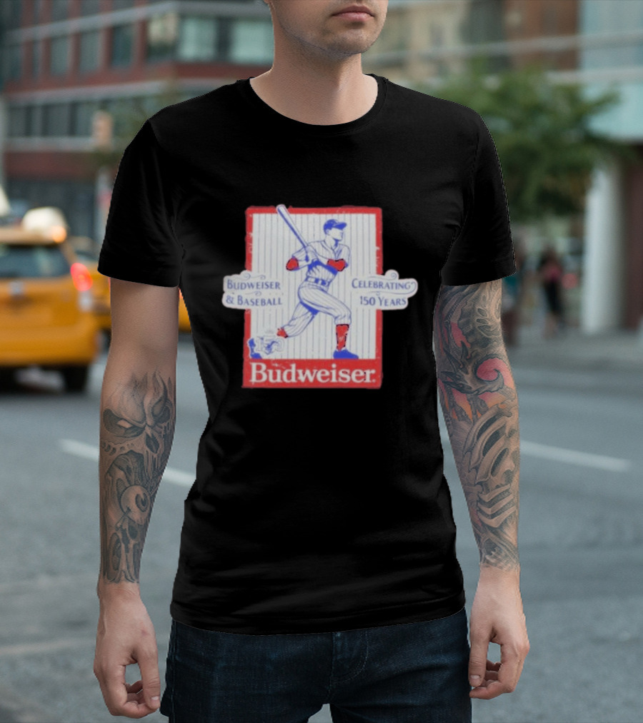 Budweiser Baseball Celebrating 150 Years Vintage Iconic Batter T-Shirt