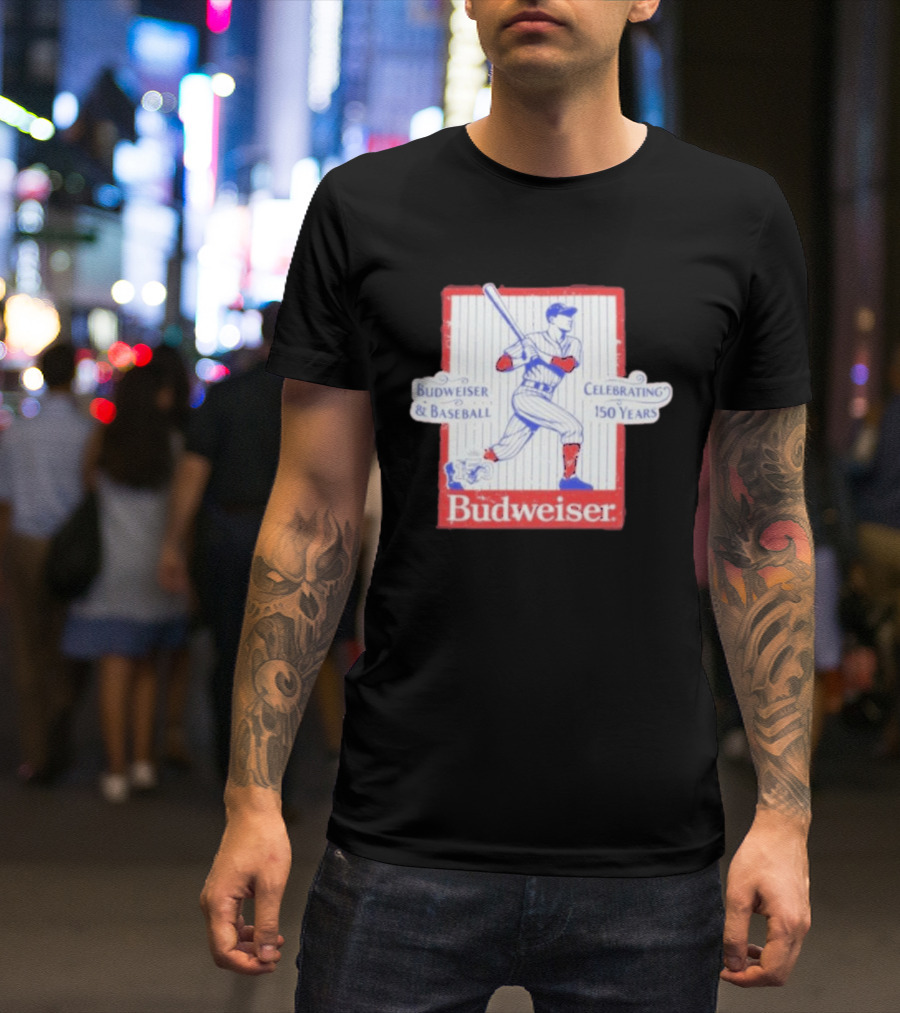 Budweiser Baseball Celebrating 150 Years Vintage Iconic Batter T-Shirt