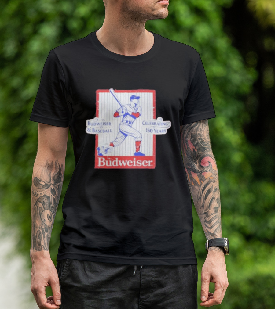 Budweiser Baseball Celebrating 150 Years Vintage Iconic Batter T-Shirt