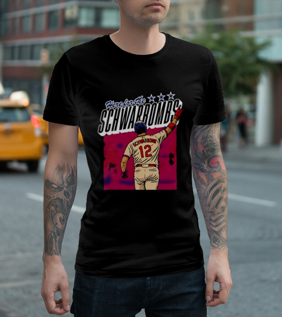Here For The Schwarbombs Kyle Schwarber 12 Baseball T-Shirt
