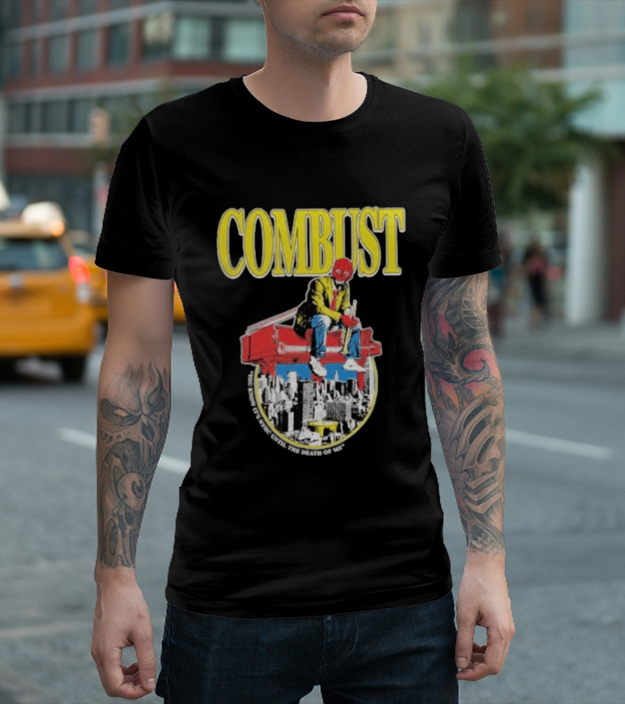 Combust Brooklyn Music Hall Of Williamsburg May 15 2026 Iconic Cityscape And Surreal Red Face T-Shirt
