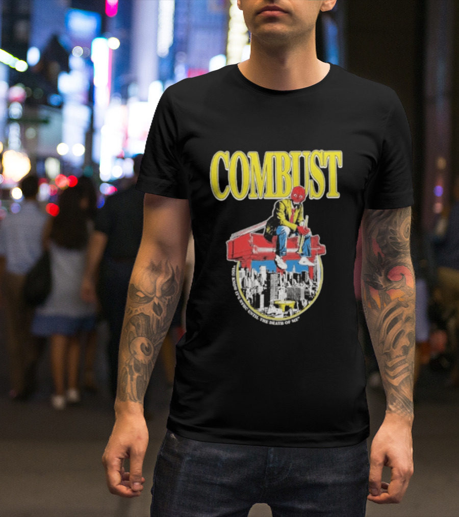 Combust Brooklyn Music Hall Of Williamsburg May 15 2026 Iconic Cityscape And Surreal Red Face T-Shirt