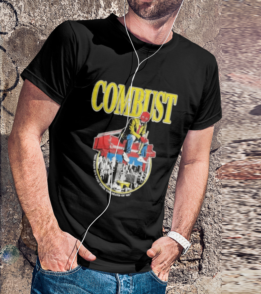 Combust Brooklyn Music Hall Of Williamsburg May 15 2026 Iconic Cityscape And Surreal Red Face T-Shirt