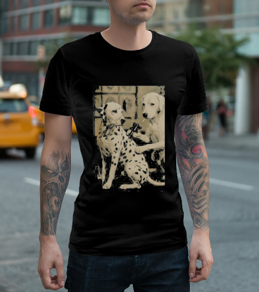 Dalmatian Dog Tattoo Artist Black And White Humor T-Shirt