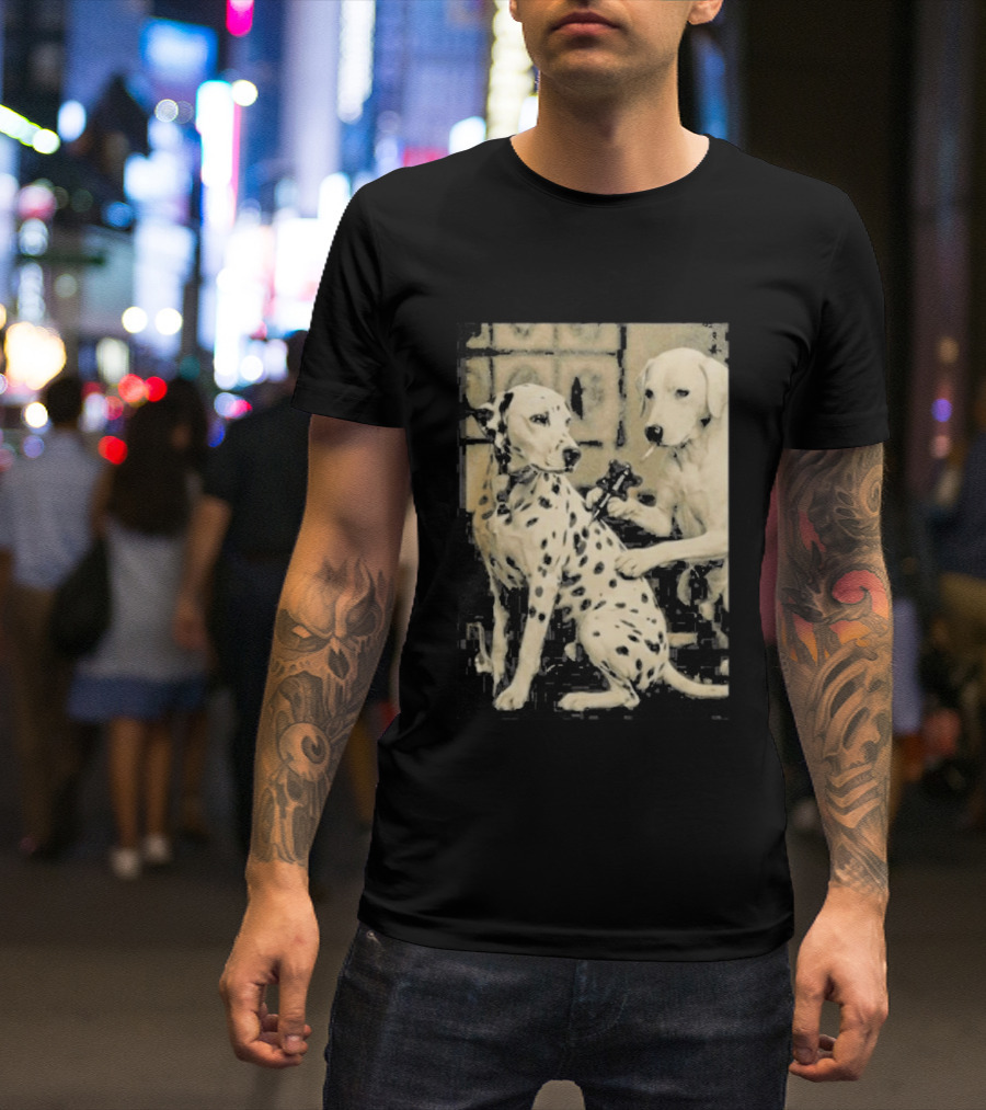 Dalmatian Dog Tattoo Artist Black And White Humor T-Shirt
