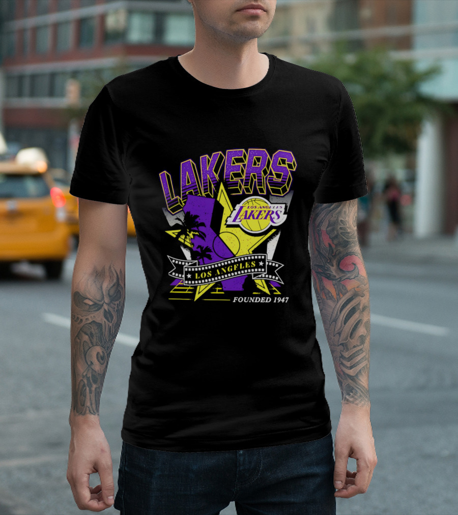 Los Angeles Lakers Founded 1947 NBA Team California Map T-Shirt