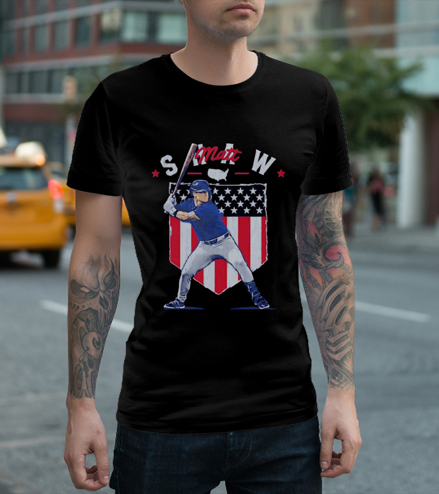 Matt Shaw Stars Stripes Chicago Cubs Baseball T-Shirt