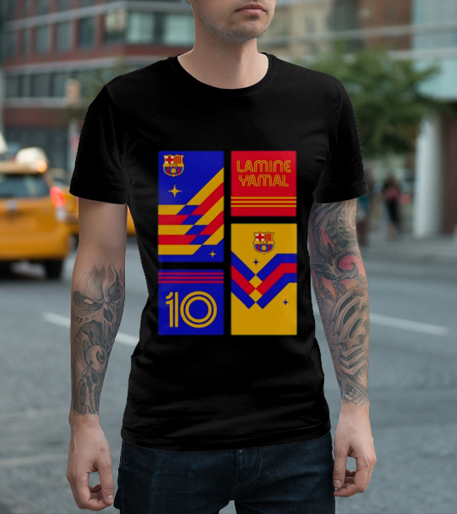 FC Barcelona Lamine Yamal 10 Vibes With Team Colors And Crest T-Shirt
