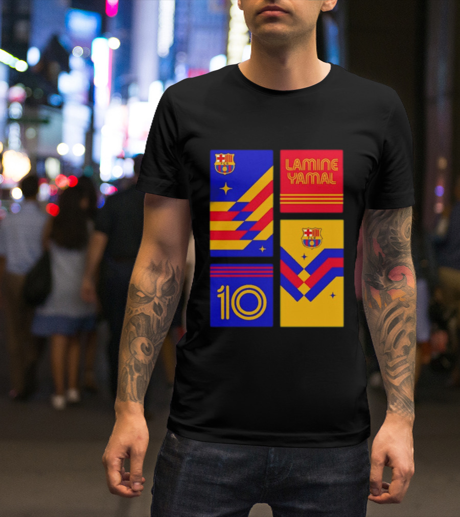 FC Barcelona Lamine Yamal 10 Vibes With Team Colors And Crest T-Shirt