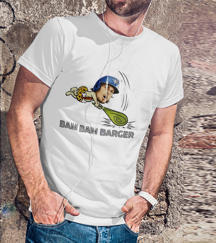 Bam Bam Barger Blue Jays Baseball Cartoon Helmet Bat T-Shirt