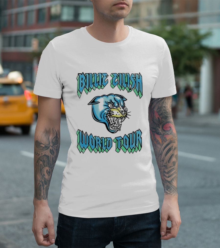 Billie Eilish World Tour Blue Panther Head T-Shirt