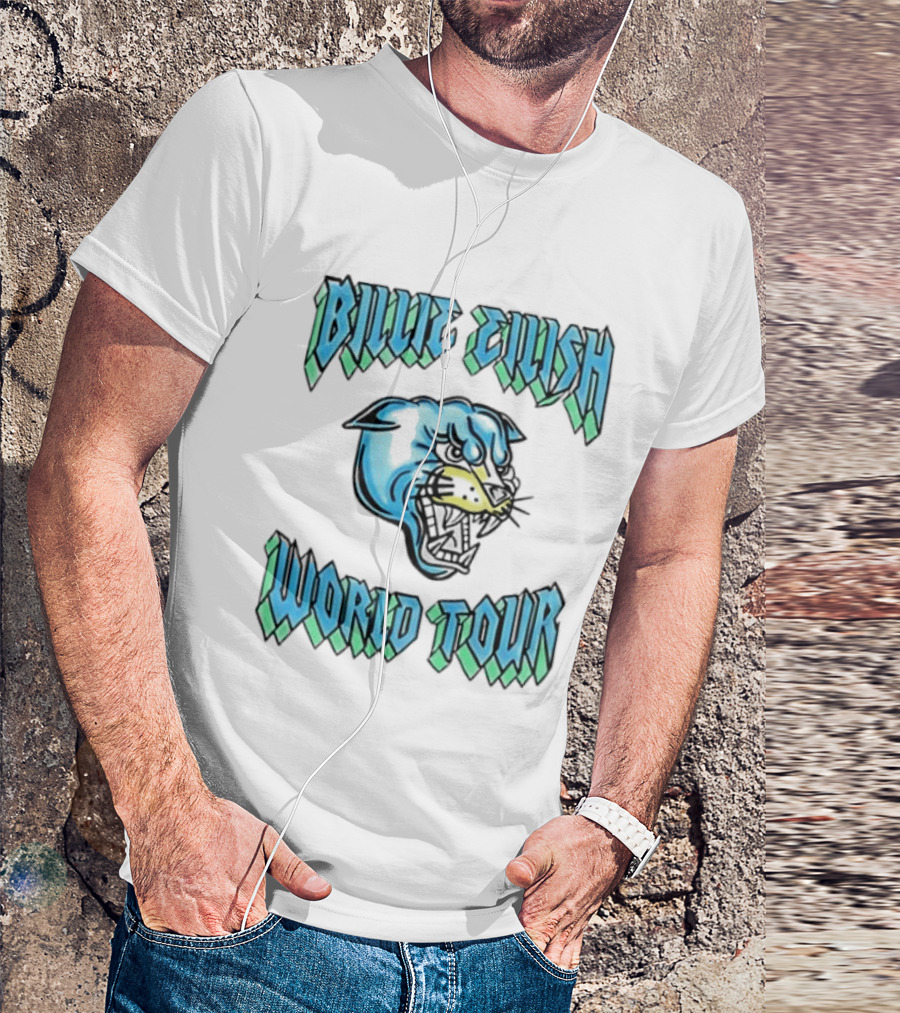 Billie Eilish World Tour Blue Panther Head T-Shirt