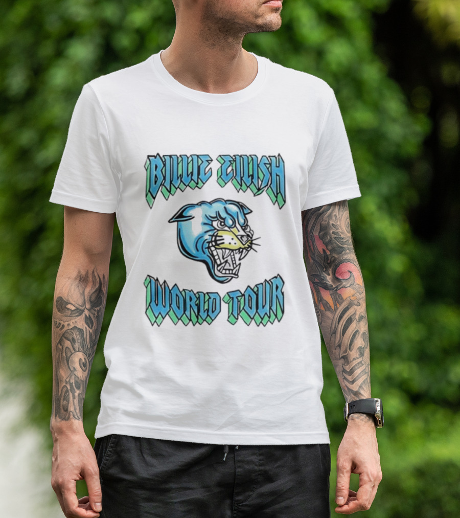 Billie Eilish World Tour Blue Panther Head T-Shirt