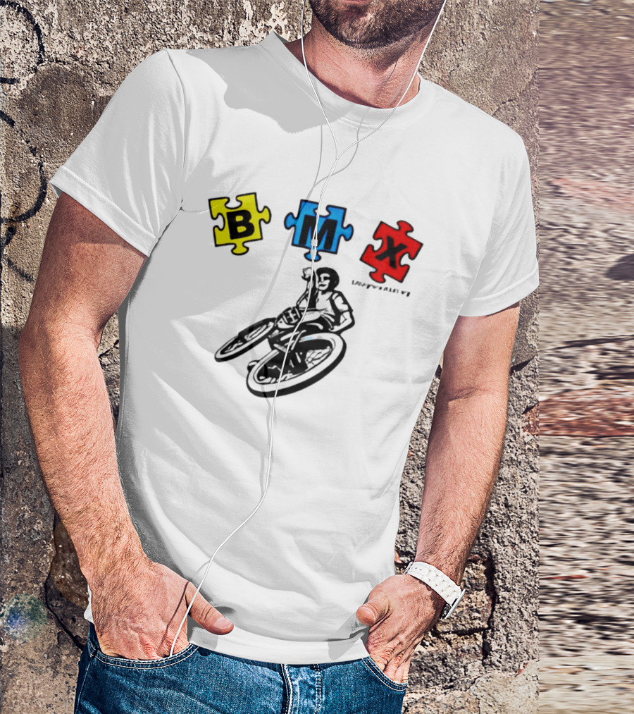 BMX Puzzle Pieces Bike Rider Autism T-Shirt