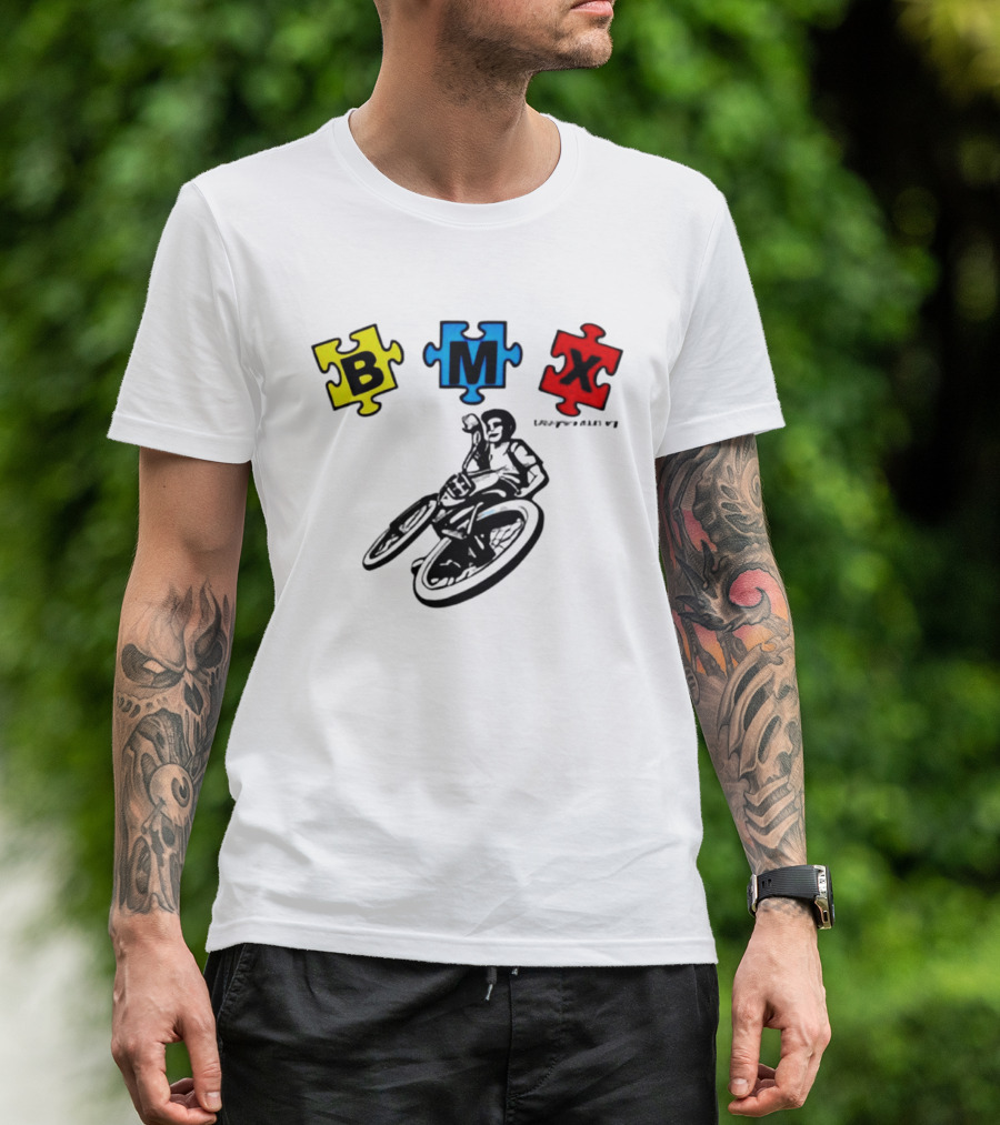BMX Puzzle Pieces Bike Rider Autism T-Shirt