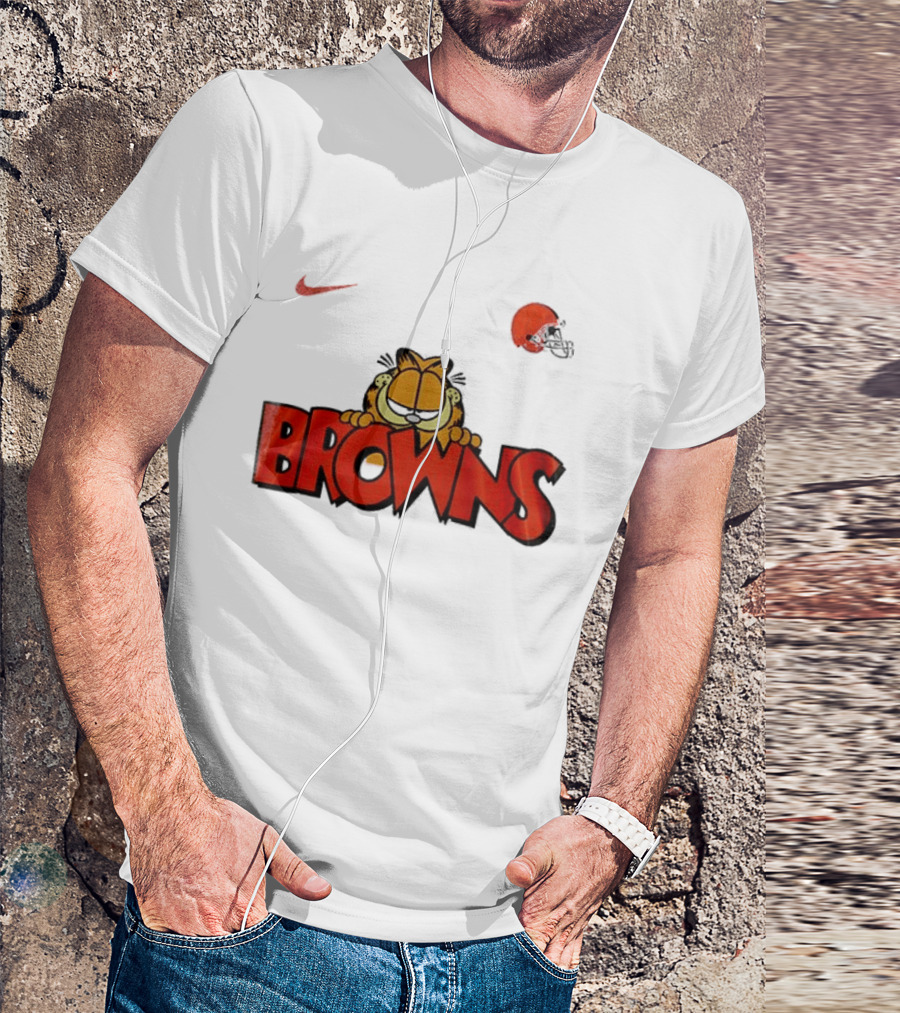 Cleveland Browns Garfield Orange Cat Helmet Nike T-Shirt