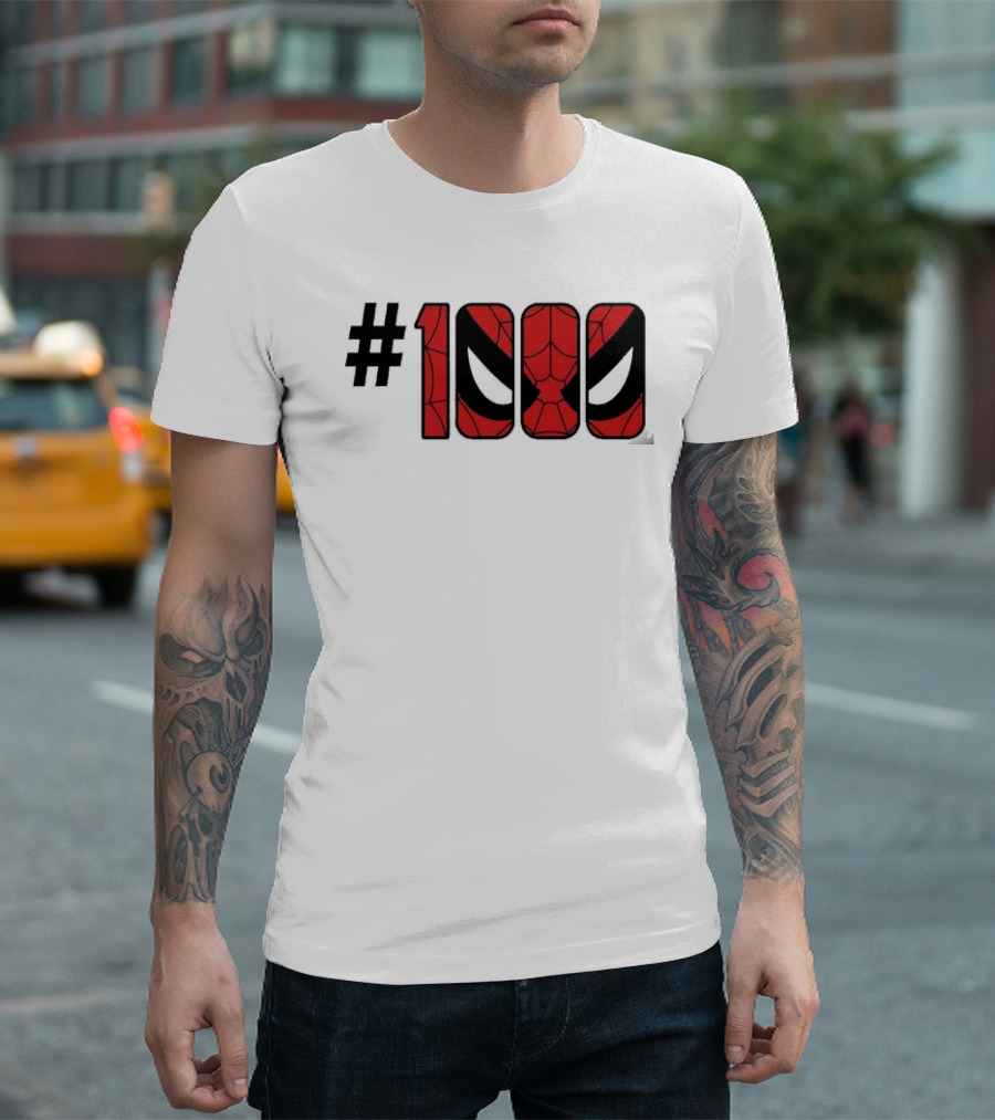#1000 Spider Man Mask Red Web T-Shirt
