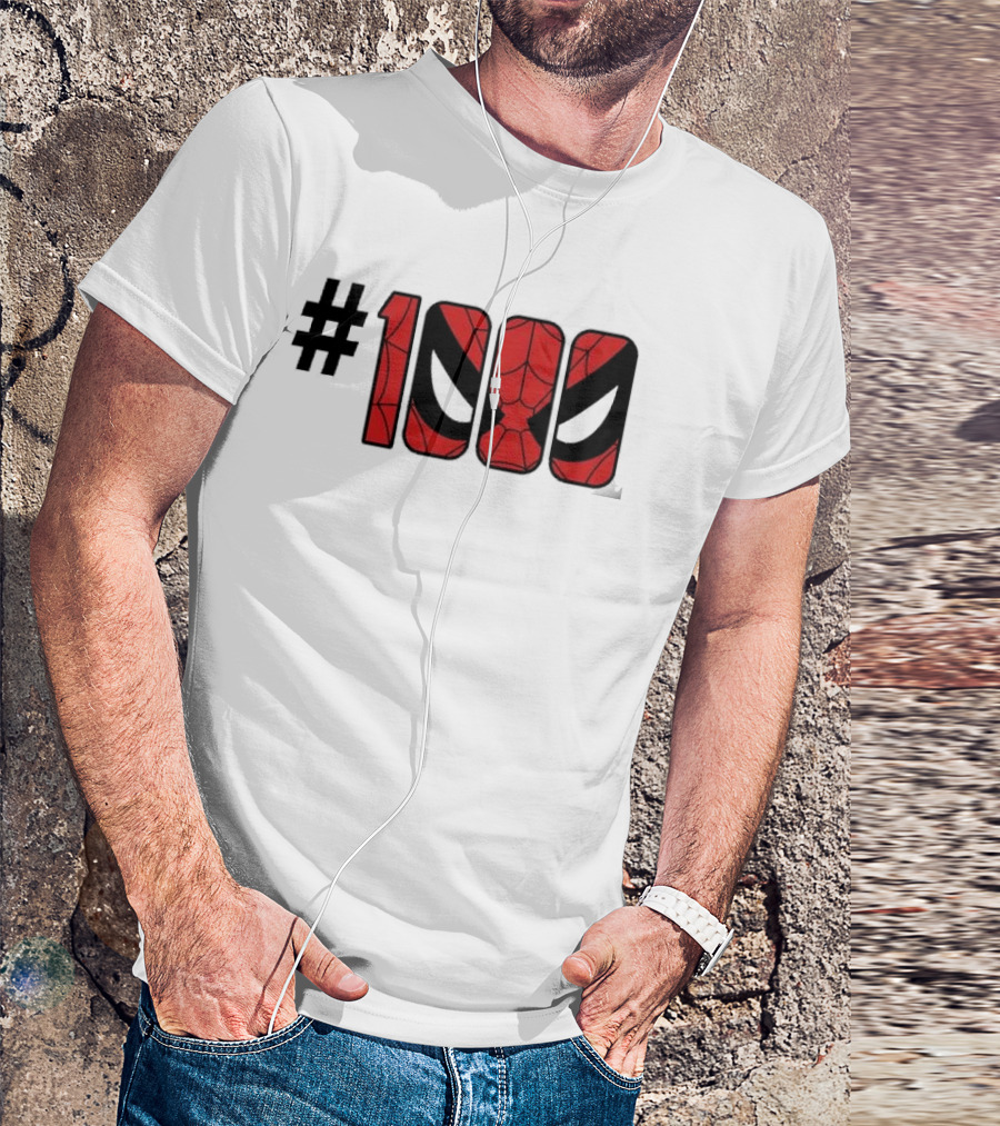 #1000 Spider Man Mask Red Web T-Shirt