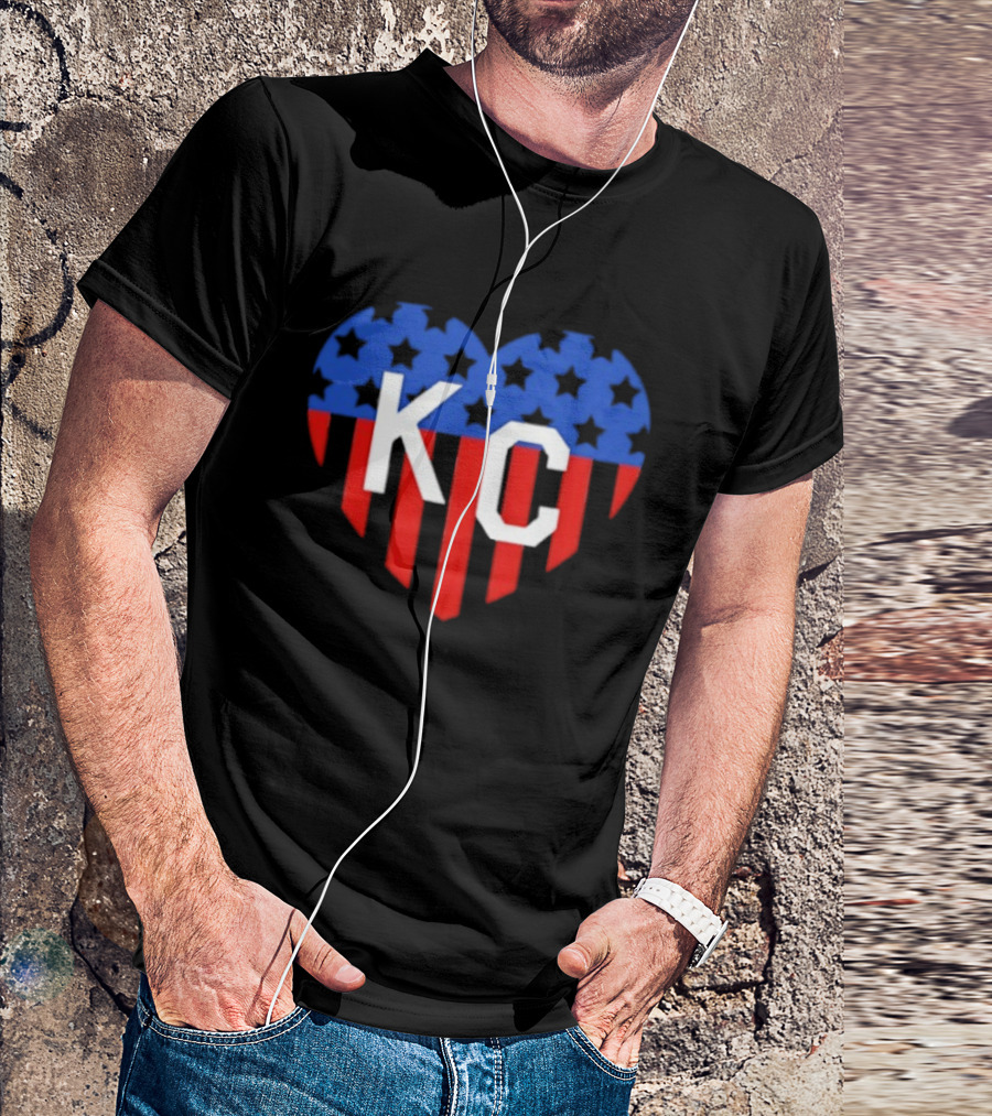 USA Stars Stripes Heart KC Kansas City T-Shirt
