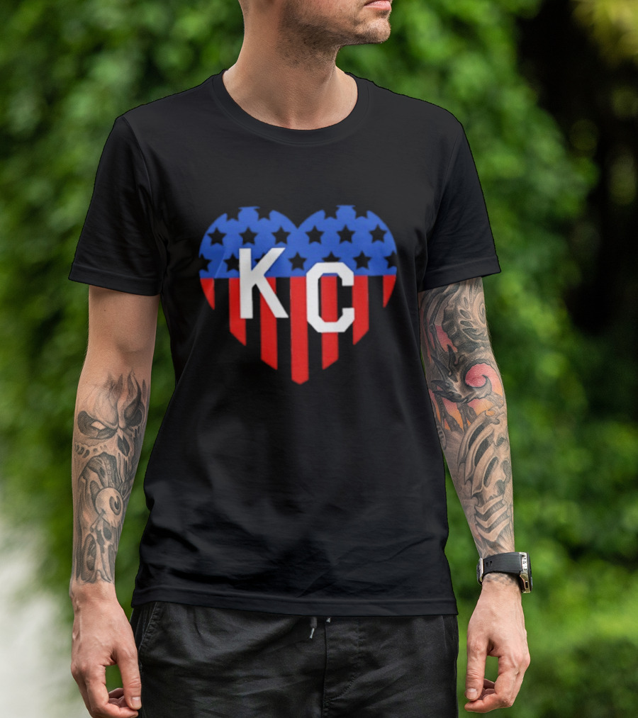 USA Stars Stripes Heart KC Kansas City T-Shirt