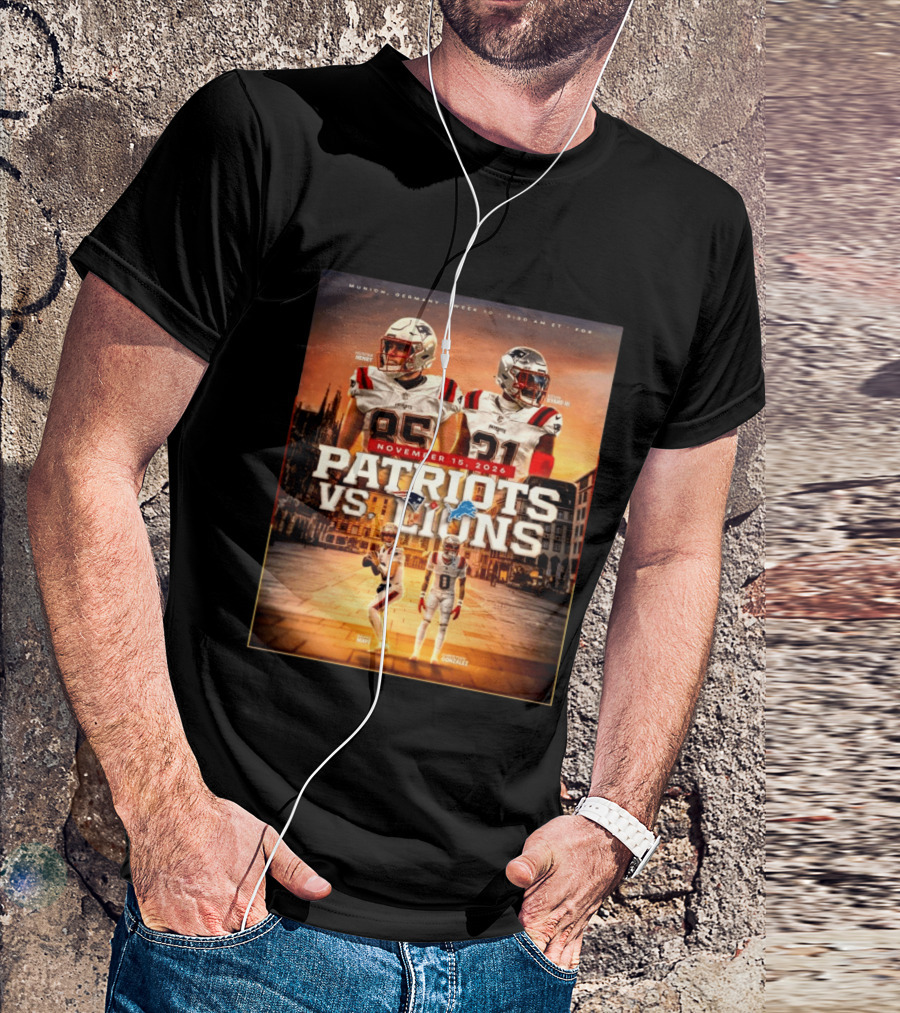 New England Patriots Vs Detroit Lions November 15 2026 Munich Germany Week 10 FOX T-Shirt