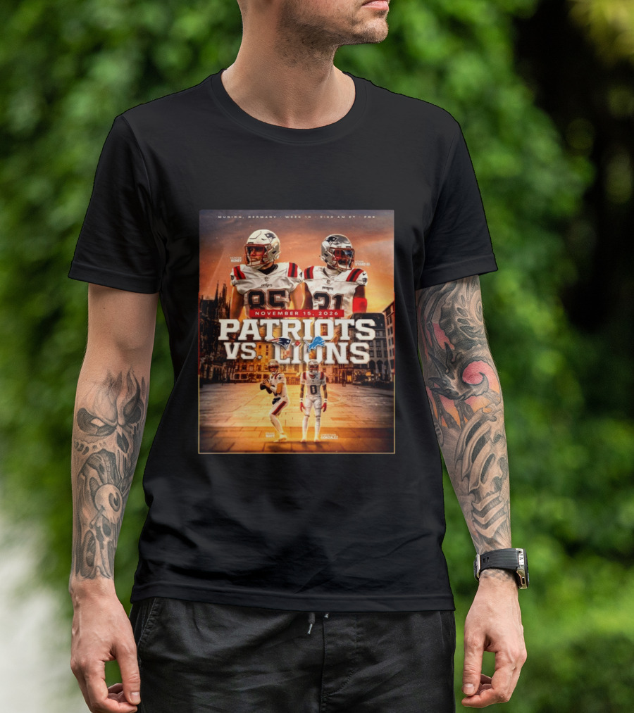 New England Patriots Vs Detroit Lions November 15 2026 Munich Germany Week 10 FOX T-Shirt