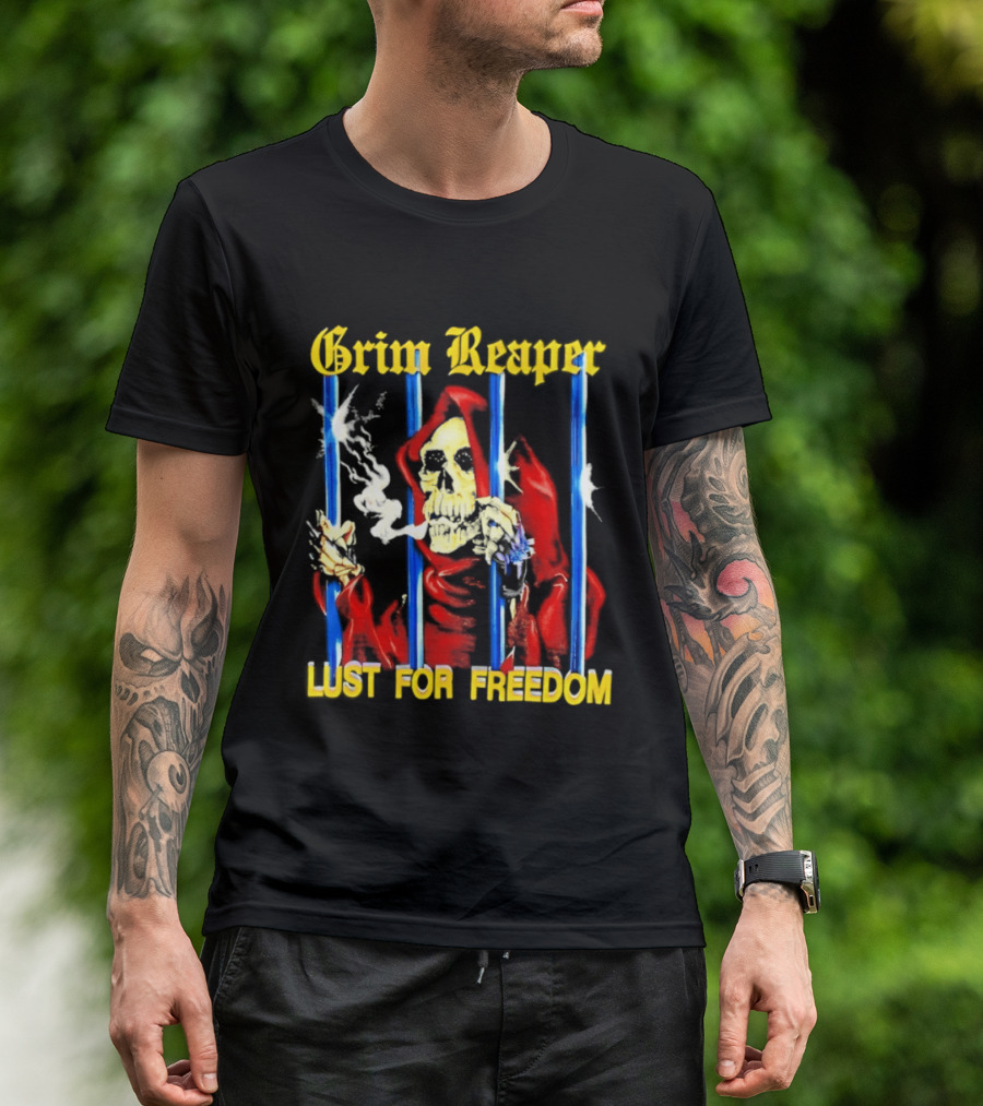 Grim Reaper Behind Bars Lust For Freedom T-Shirt