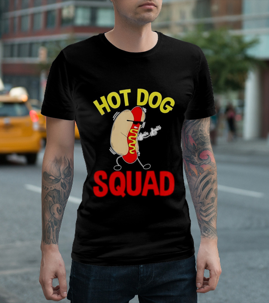 Hot Dog Squad Funny Cartoon Mustard Enthusiasts T-Shirt