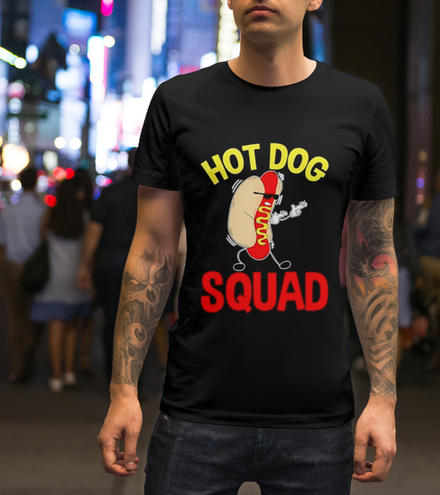 Hot Dog Squad Funny Cartoon Mustard Enthusiasts T-Shirt