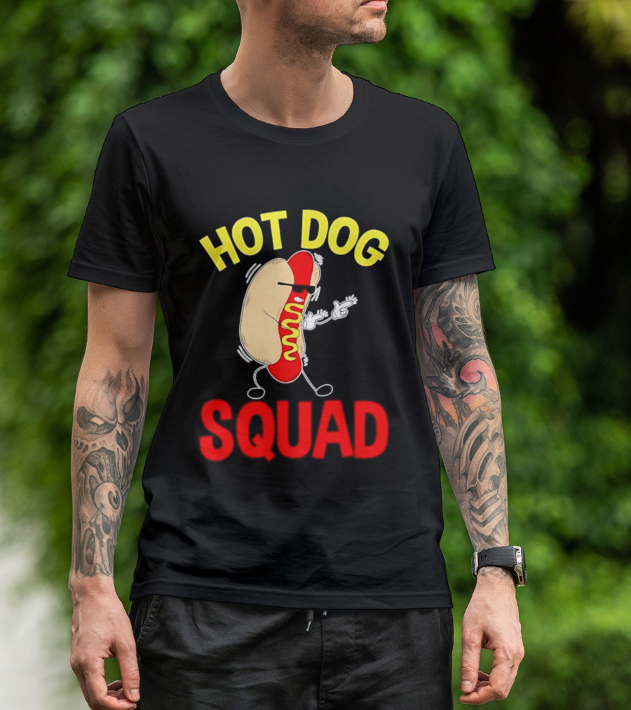 Hot Dog Squad Funny Cartoon Mustard Enthusiasts T-Shirt