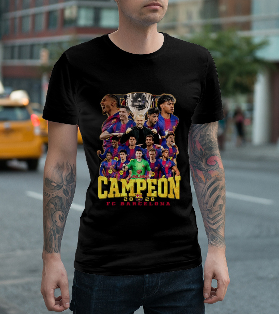 Laliga Campeón 2026 FC Barcelona Players Celebration T-Shirt