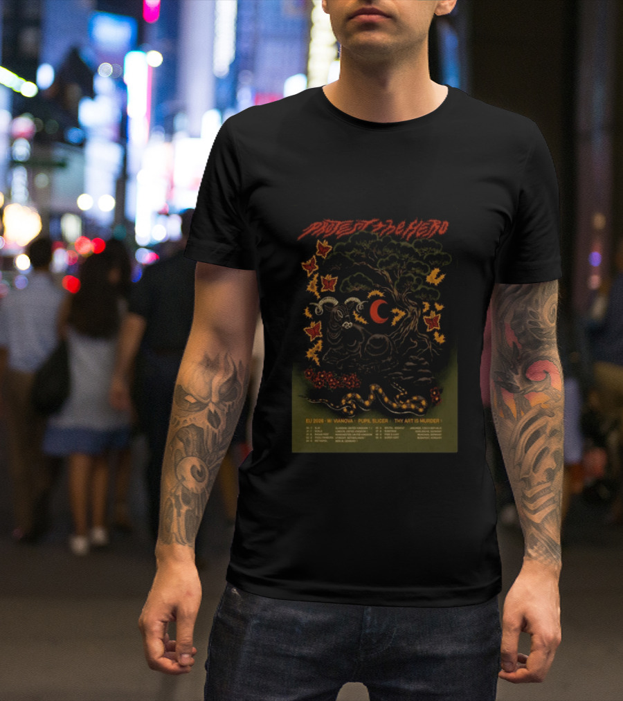 Protest The Hero EU 2026 Tour Vanaova Pupil Slicer Thy Art Is Murder Butterfly Tree Goat Snake T-Shirt
