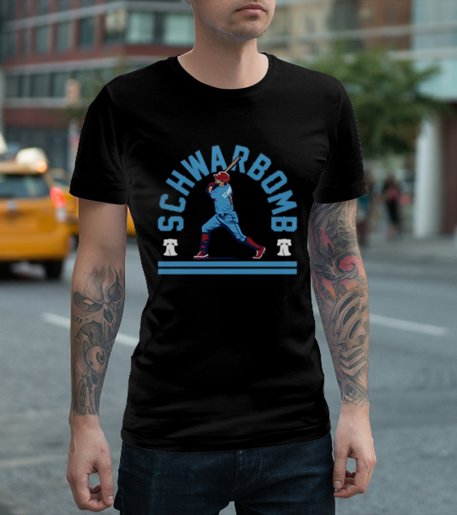 Schwarbomb Philadelphia Baseball Skyline Swing T-Shirt