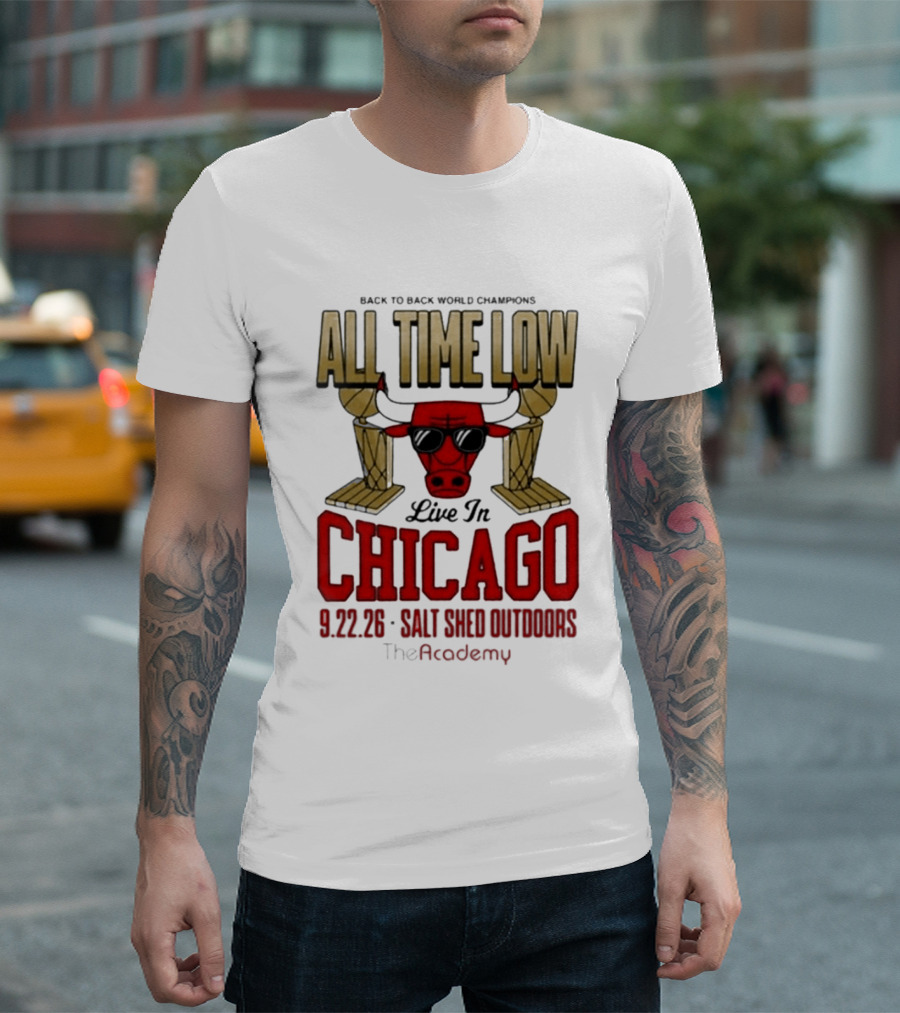 Back To Back World Champions All Time Low Live In Chicago 9.22.26 Salt Shed Outdoors The Academy T-Shirt