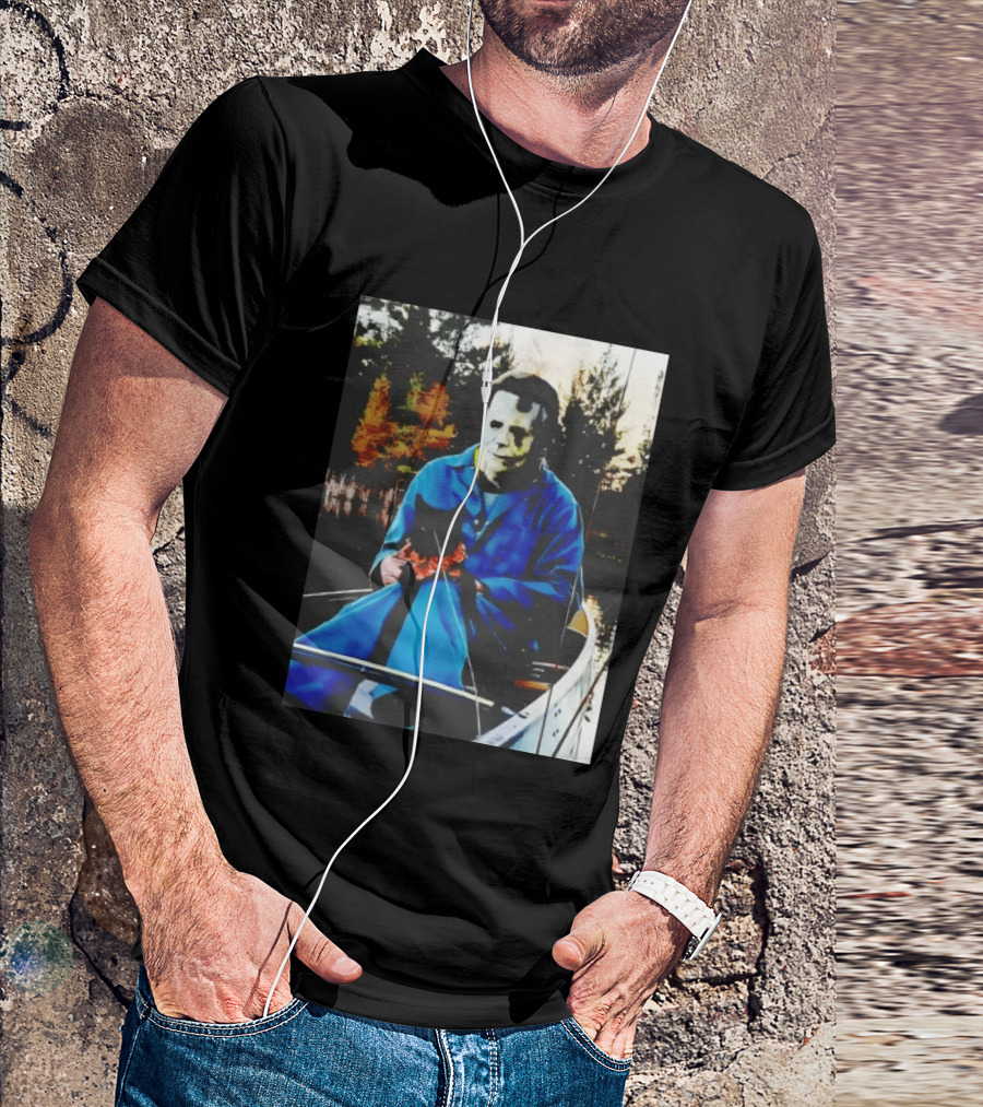 Michael Myers Lake Fishing With Cat In Boat T-Shirt