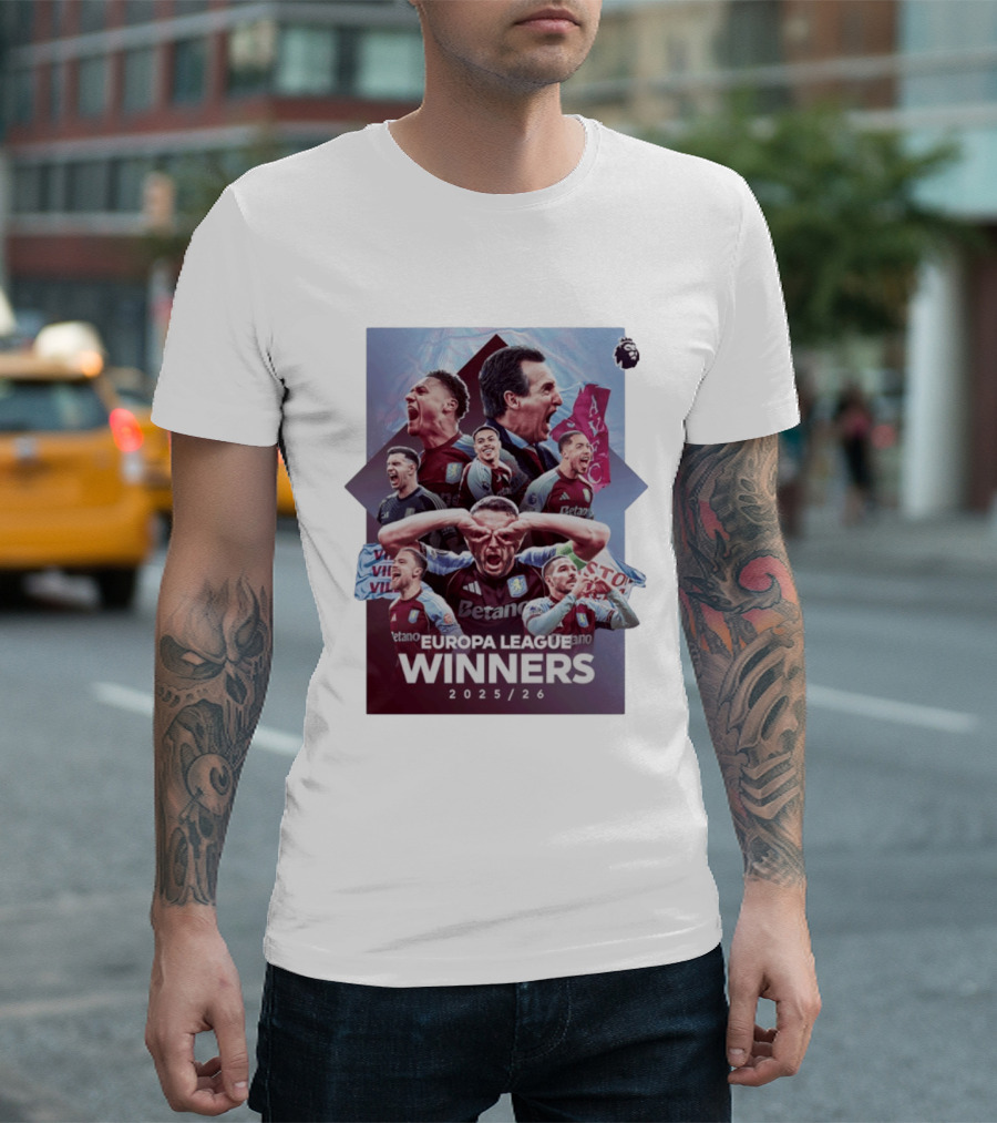 Aston Villa Europa League Champions 2025 2026 Betano Premier League T-Shirt