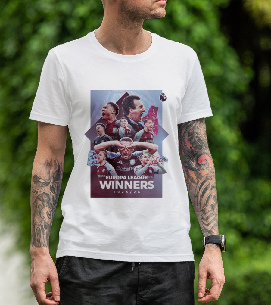 Aston Villa Europa League Champions 2025 2026 Betano Premier League T-Shirt