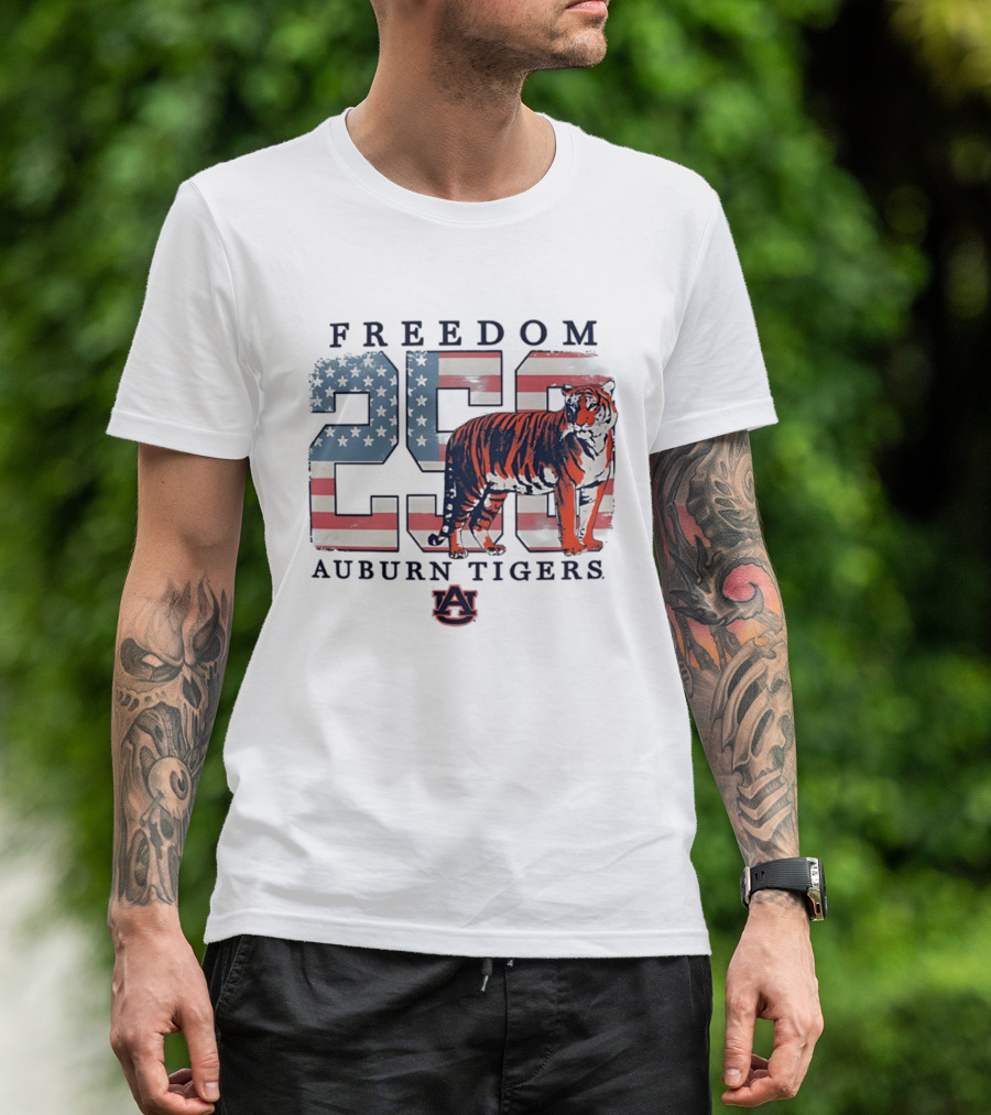Freedom 250 Auburn Tigers Americana Flag Tiger T-Shirt