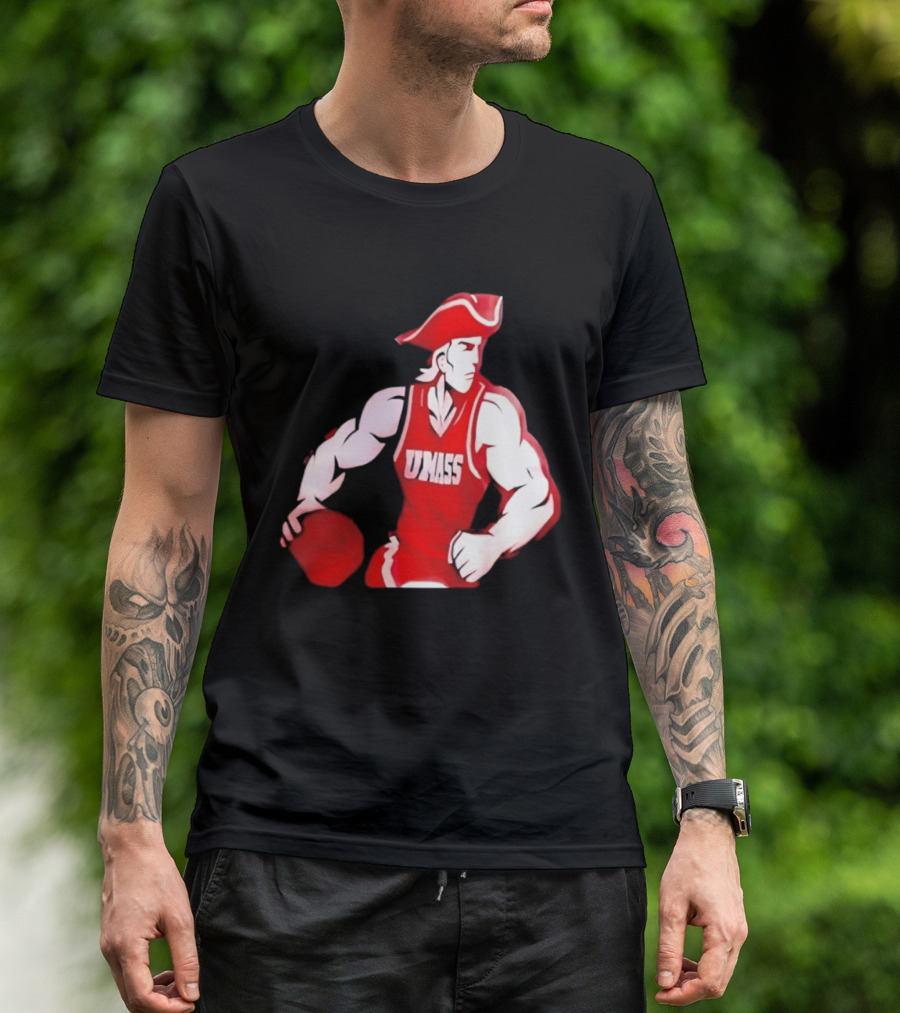 UMass Minutemen Basketball Red Jersey Embroidery T-Shirt
