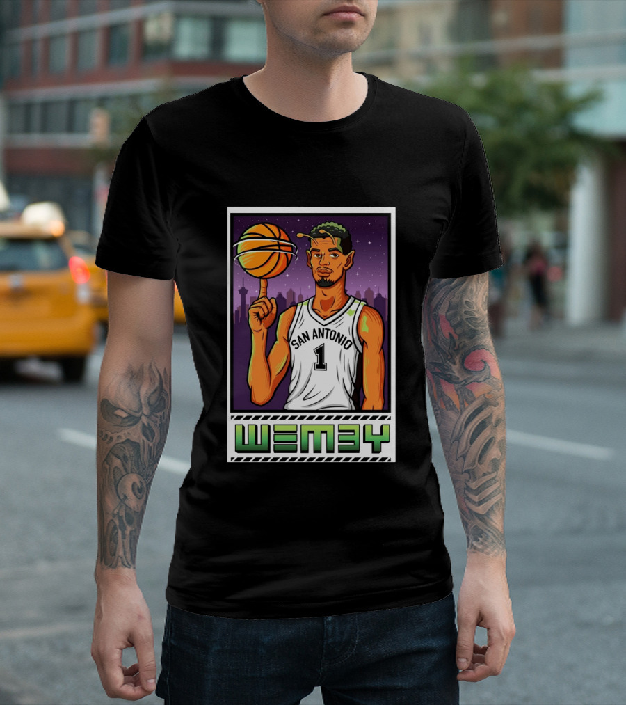 Wembanyama San Antonio Spurs Wemby Giclee Basketball Star Number 1 T-Shirt