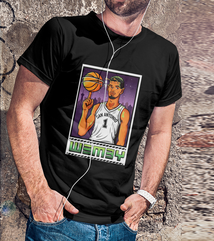 Wembanyama San Antonio Spurs Wemby Giclee Basketball Star Number 1 T-Shirt