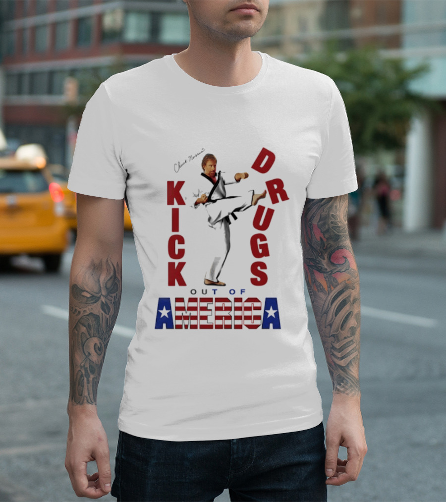 Chuck Norris Kick Drugs Out Of America T-Shirt