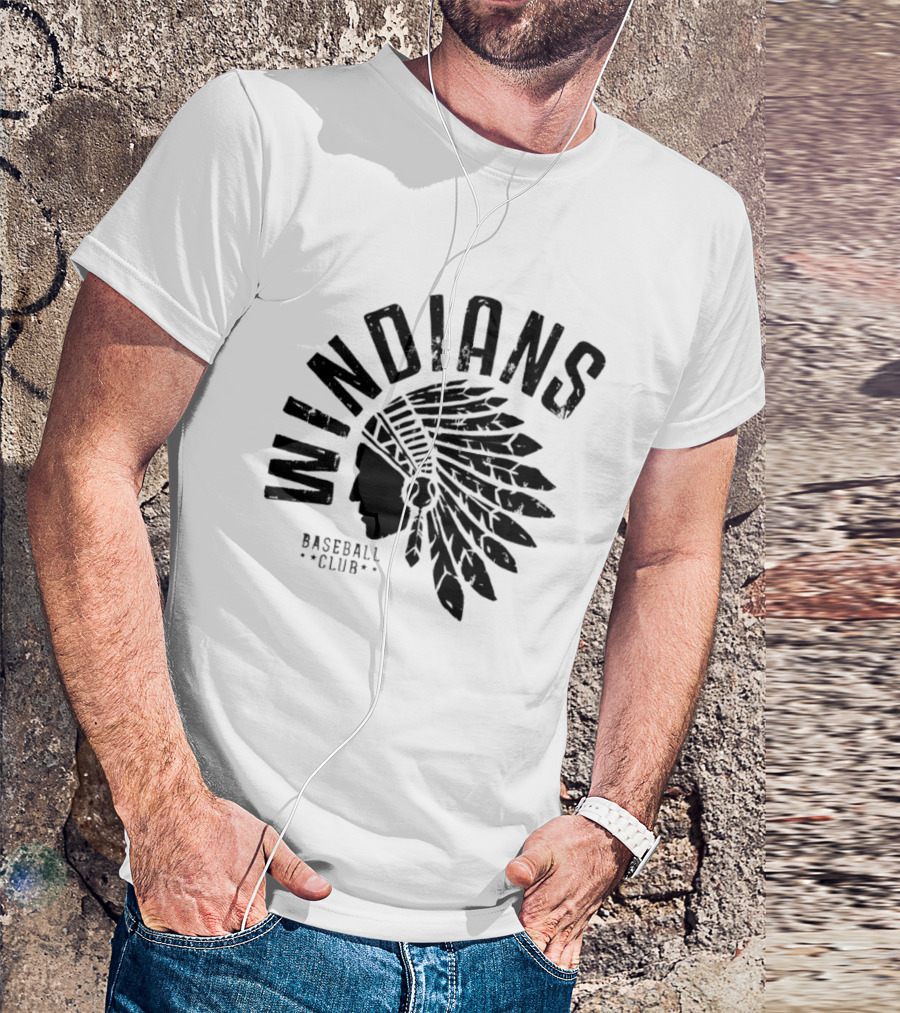 Cleveland Indians Guardians Windians Baseball Club Retro Headdress T-Shirt