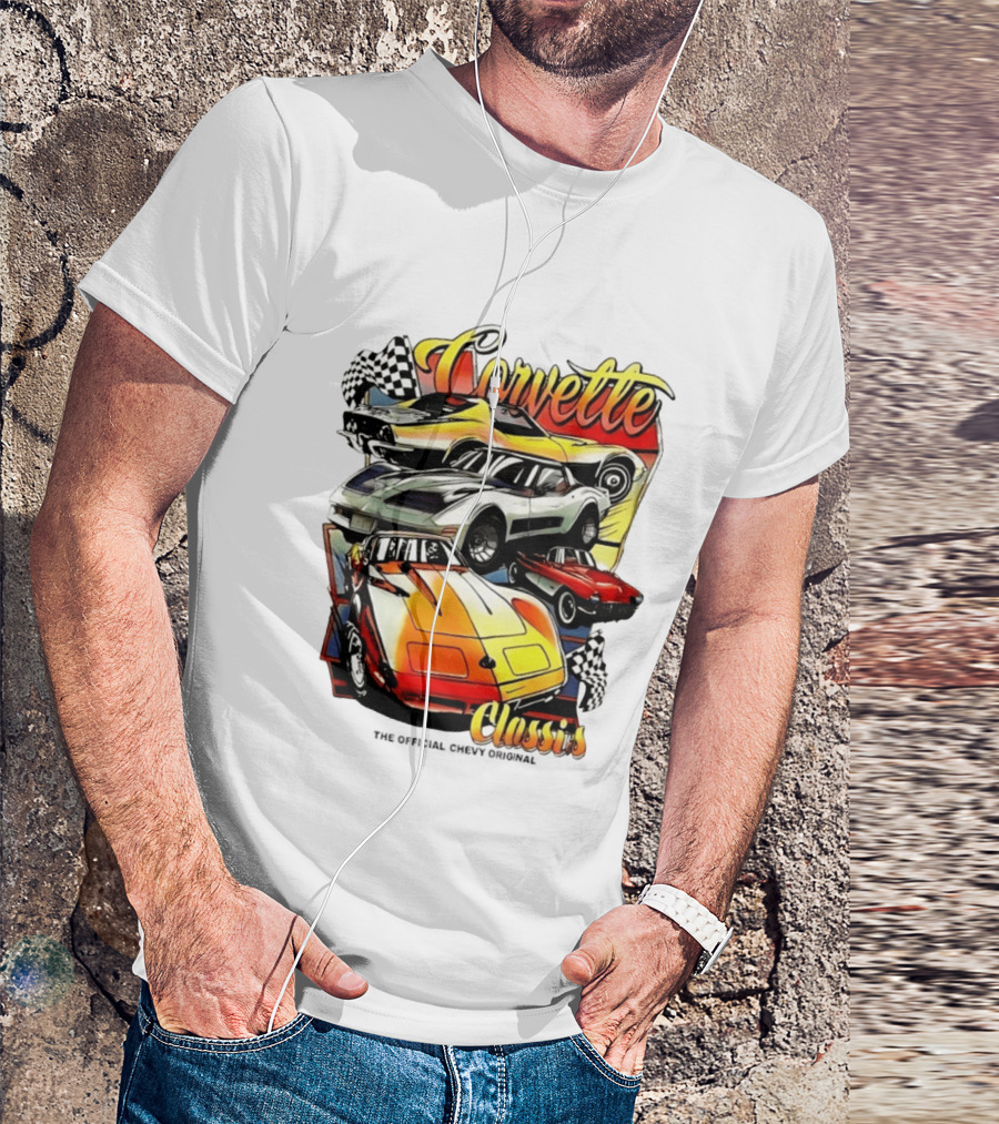 Corvette Classics The Official Chevy Original Cars Racing Flags T-Shirt