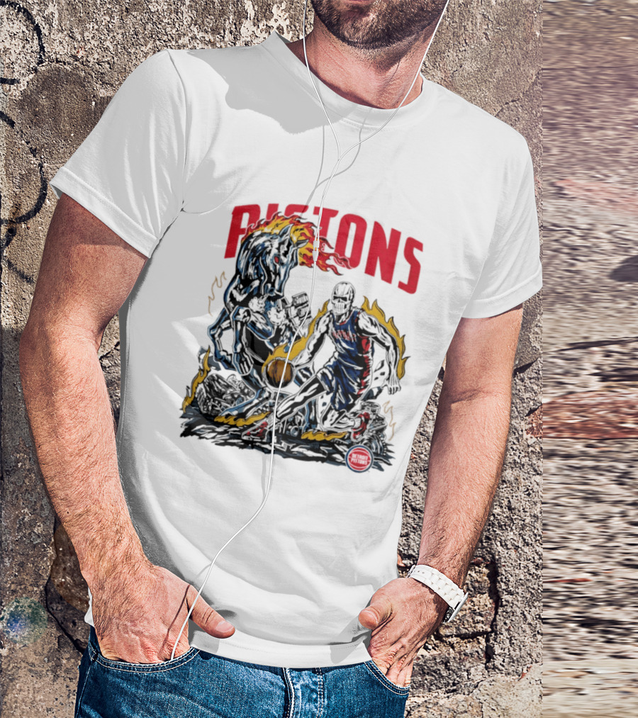 Pistons Warren Lotas 2026 Basketball Flames T-Shirt