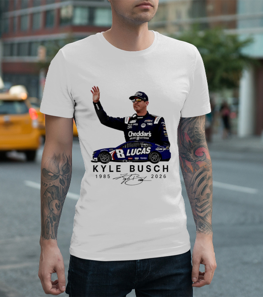 Kyle Busch Rowdy 1985 2026 Cheddars Lucas Racing 8 T-Shirt